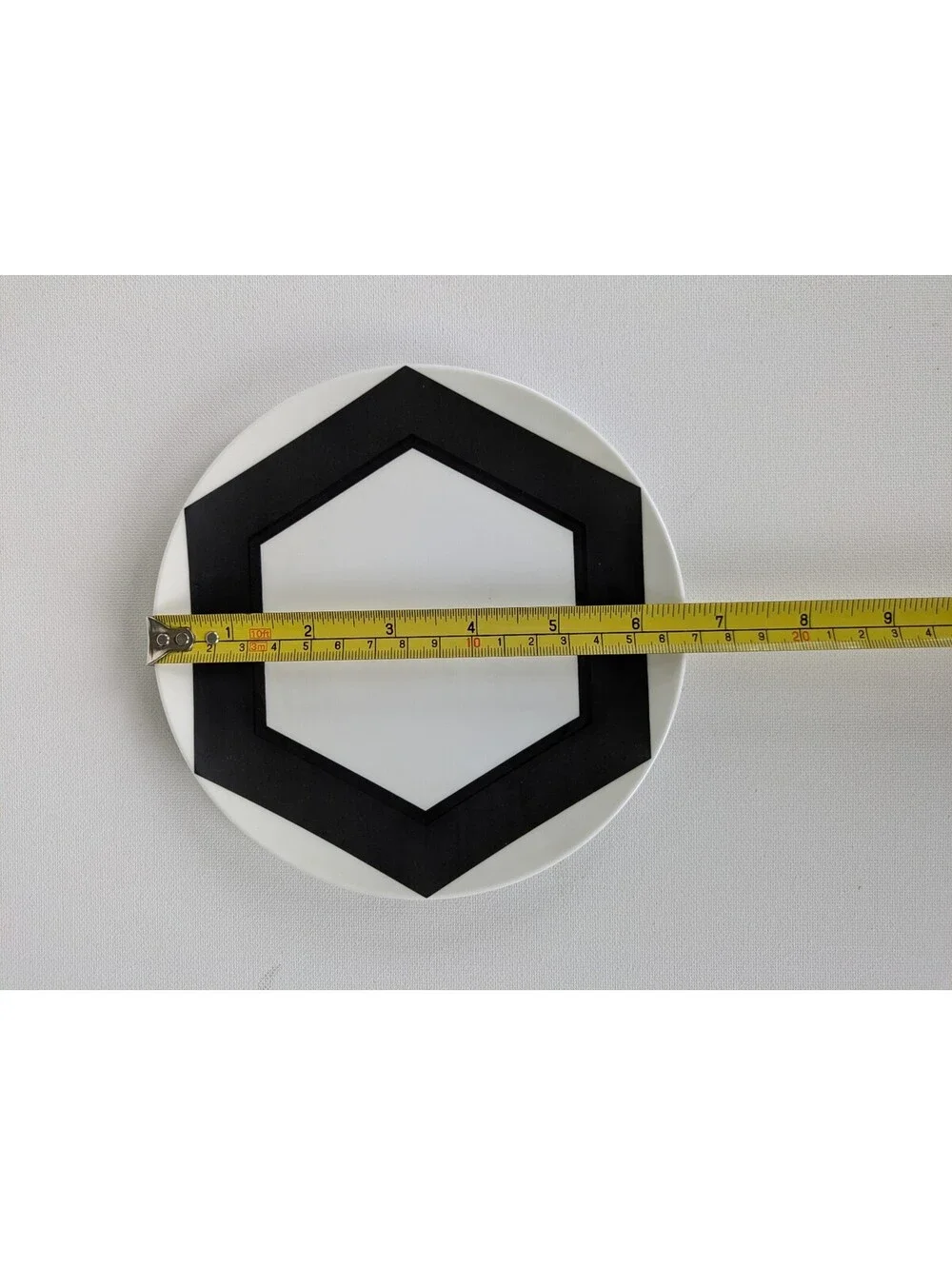 Vintage 1970s Set of 4 Black & White Small Geometric Bone China Plates, Japan